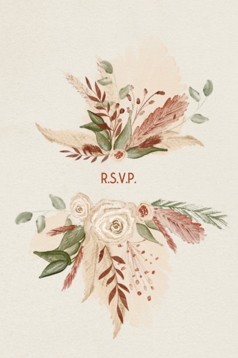 RSVP kaartje met bohemian bloemen