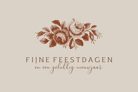 Kerstkaart met bloemen roest zand