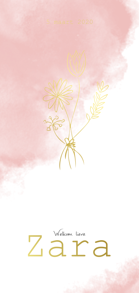 Lief geboortekaartje met bloemen