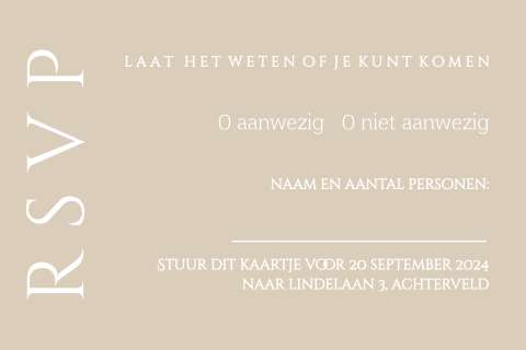 RSVP kaartje zandkleur