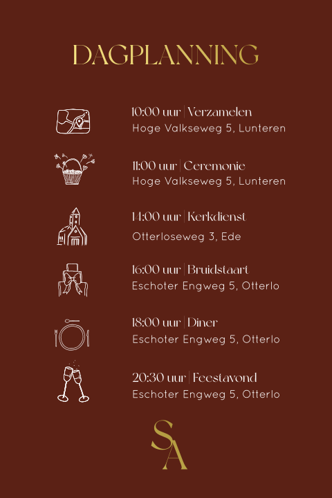 Dagplanning Wavy Dream bordeaux met goudfolie
