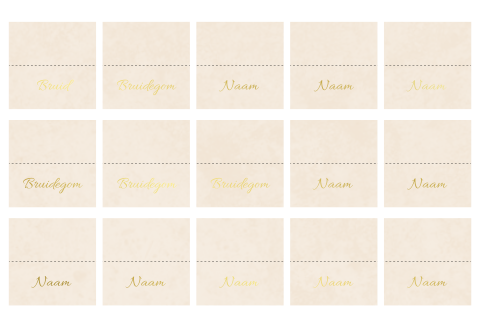 Naamkaartjes beige met goudfolie