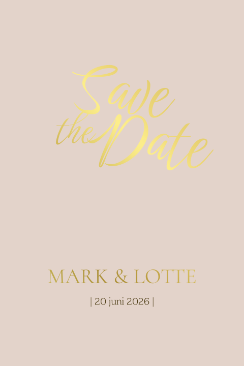 Zachtroze save the date met goudfolie