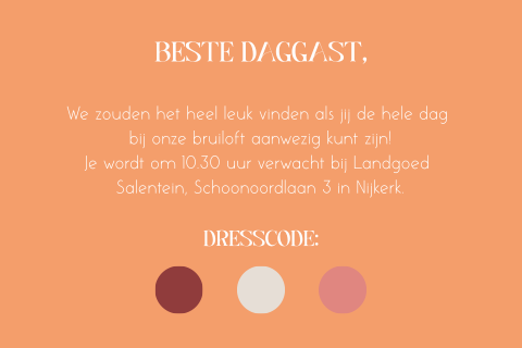 Daggast dresscode kaartje voor bij de trouwkaart