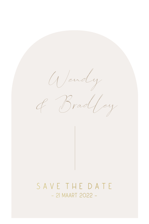 Creme save the date met goudfolie