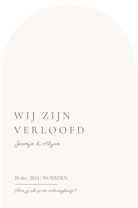 Boogvorm save the date beige met bruin