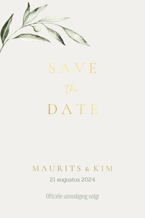 Save the date met groen takje