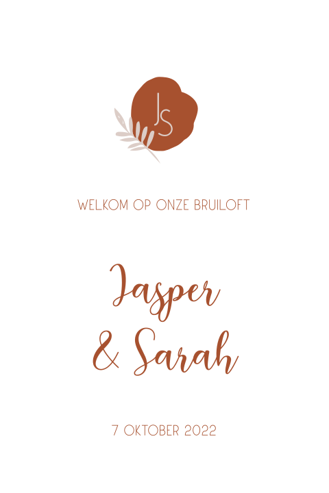 Welkomstbord wit met roest en trouwlogo