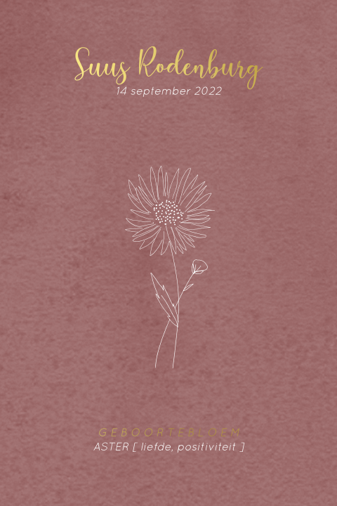 Poster babykamer met geboortebloem van september