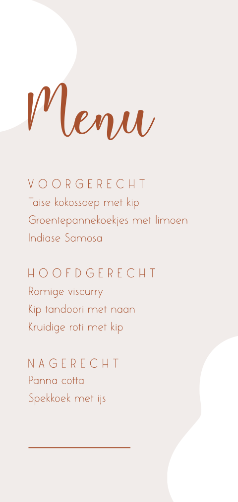 Menukaartje met roest en zandkleur