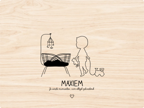 Memorybox lijntekening wieg