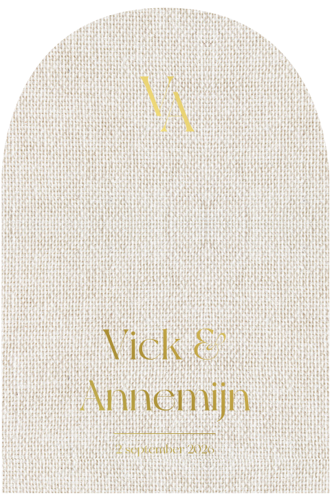Boogvorm trouwkaart met linnenlook