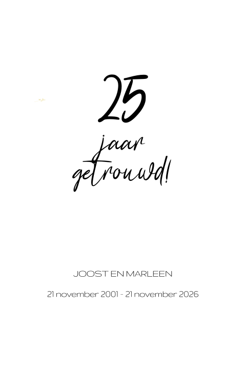 Minimalistisch zwartwit jubileumkaartje