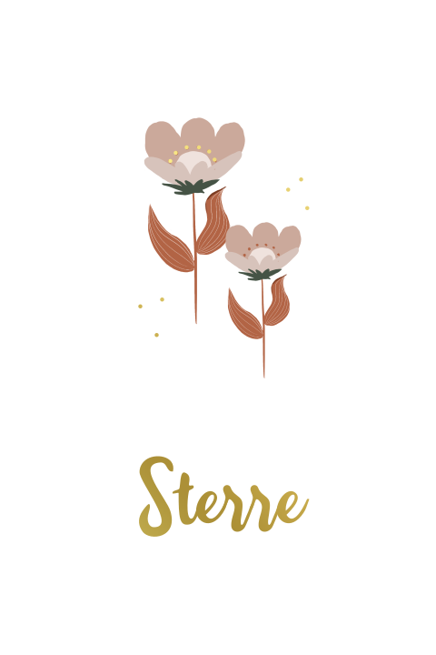 Lief geboortekaartje voor een meisje met bloem