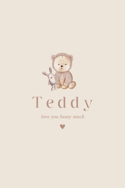 Geboortebord neutraal teddy trend beertje