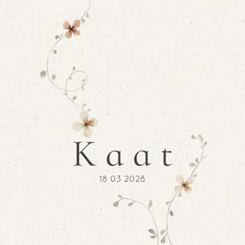 Geboortetegeltje meisje met bloemen