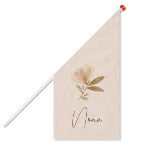 Geboortevlag meisje met bloem en linnenlook