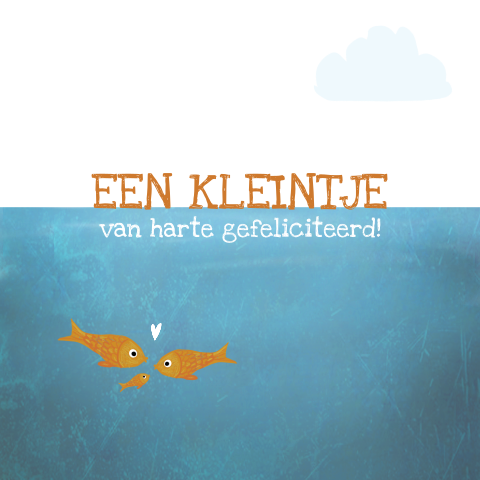 Wenskaartje Geboren met visjes in de zee