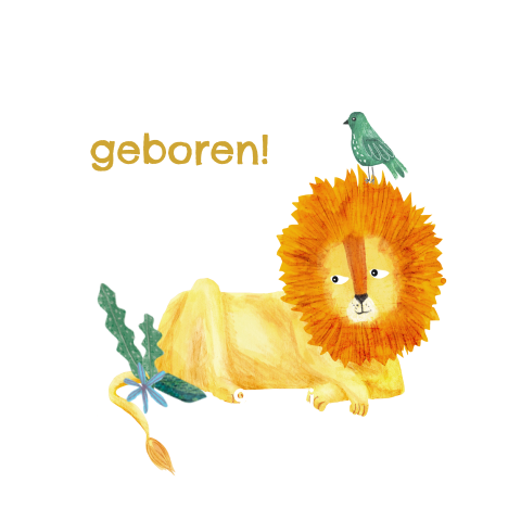Sluitsticker leeuw met vogel
