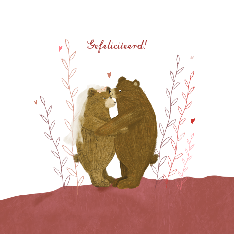 Wenskaartje Gefeliciteerd bruidspaar