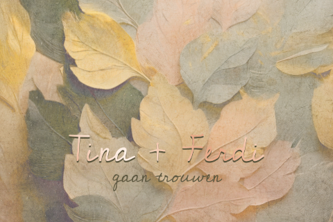 Trouwkaart vintage herfstbladeren pasteltinten