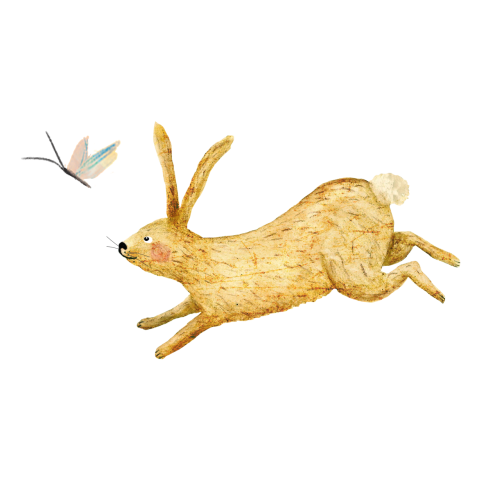Sluitsticker haasje met vlinder