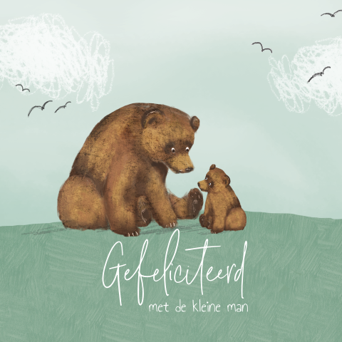 Lief wenskaartje met grote beer en babybeertje