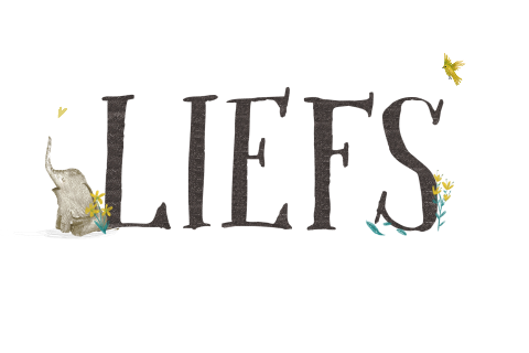 Wenskaartje liefs met grote letters en olifantje