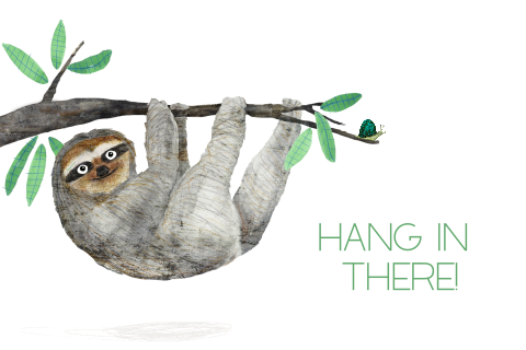 Wenskaart luiaard 'Hang in there'