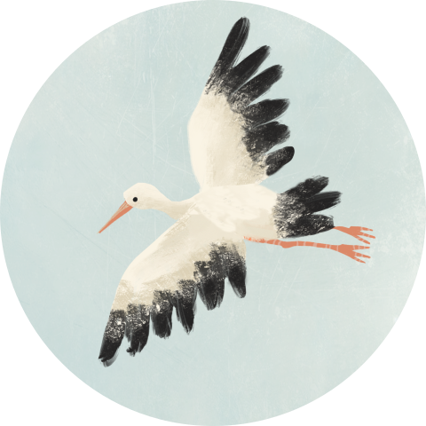 Sluitzegel met ooievaar in blauwe lucht
