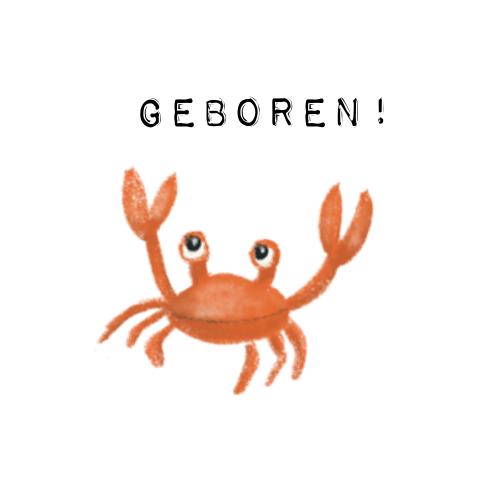 Sluitsticker met juichende krab