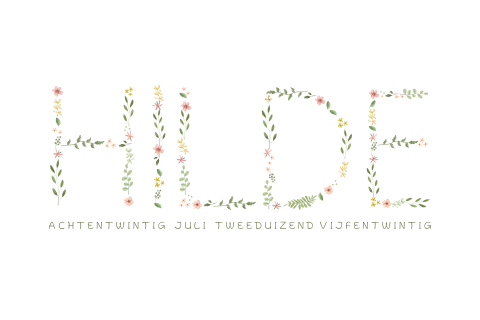 Lief en simpel geboortekaartje met bloemenletters