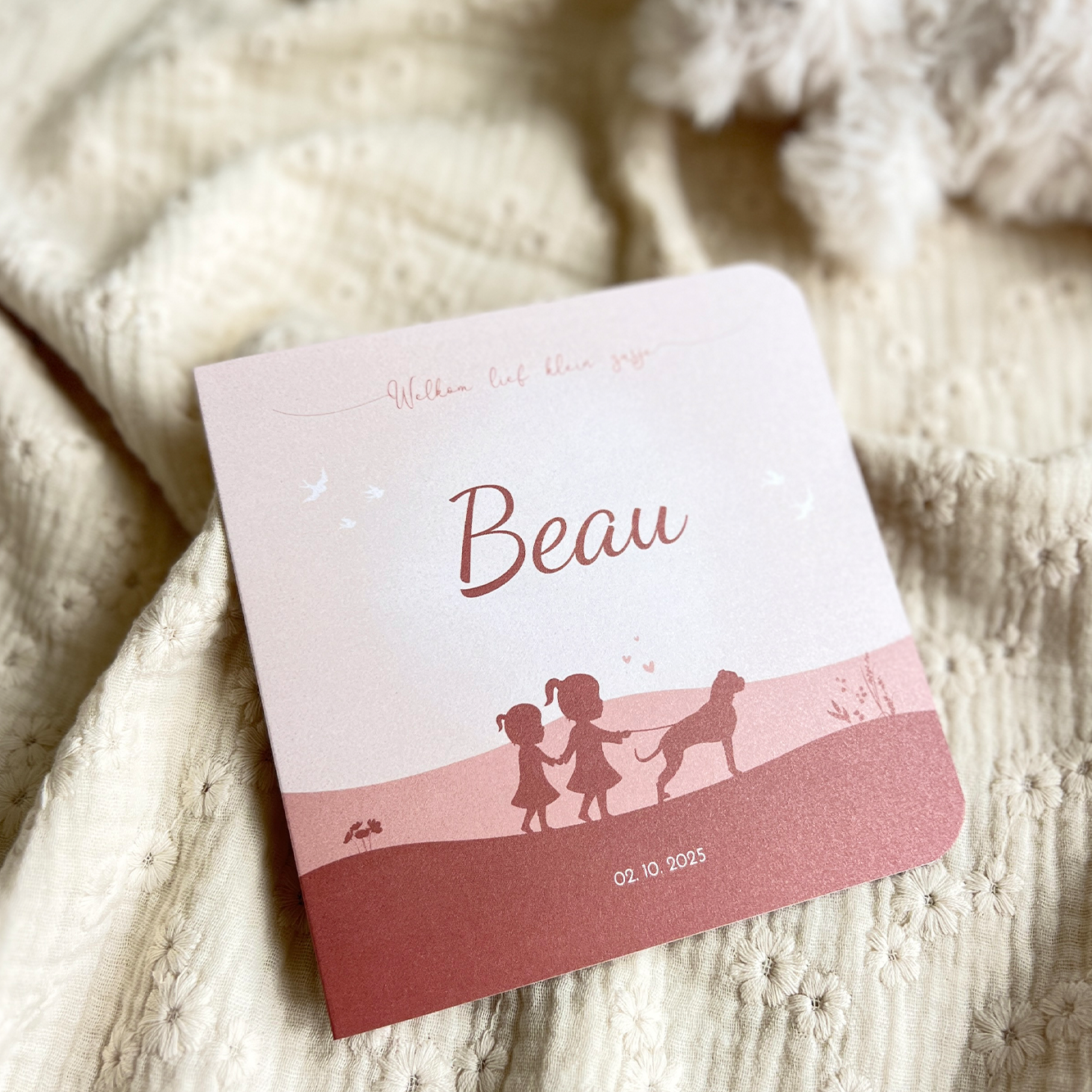 Geboortekaartje Kat Wiegje Silhouet