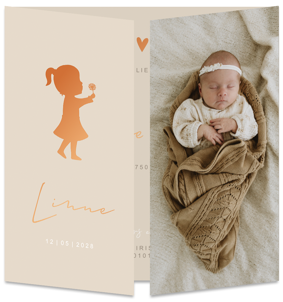 Geboortekaartje Babyfoto Luikkaartje Kindje SIlhouet