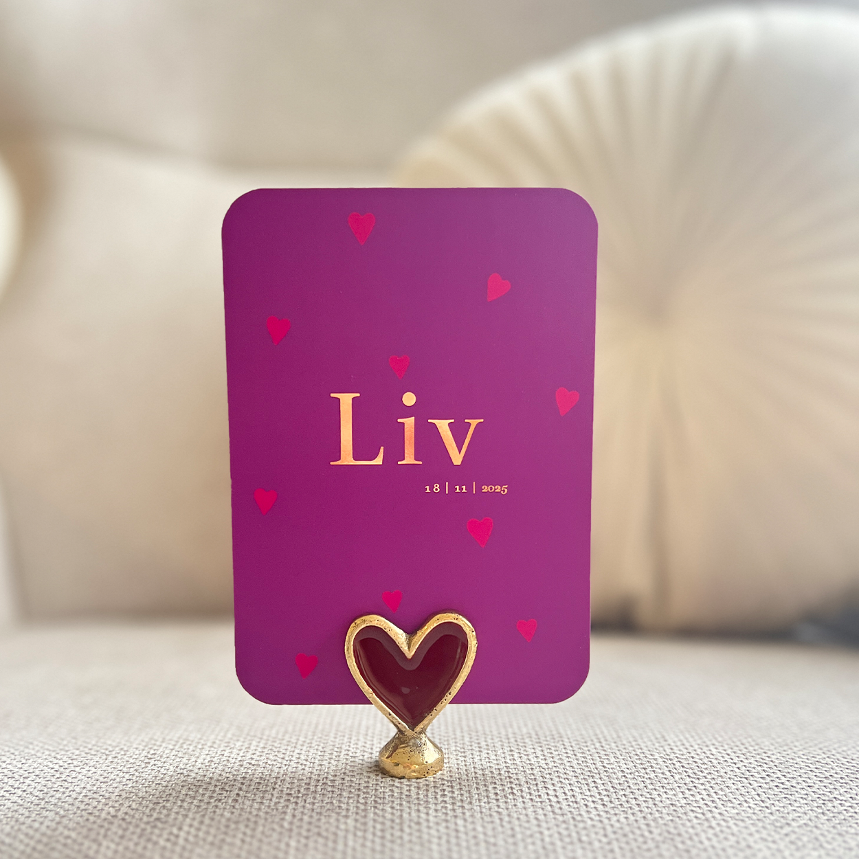 Geboortekaartje Meisje Hartjes Hip Paars