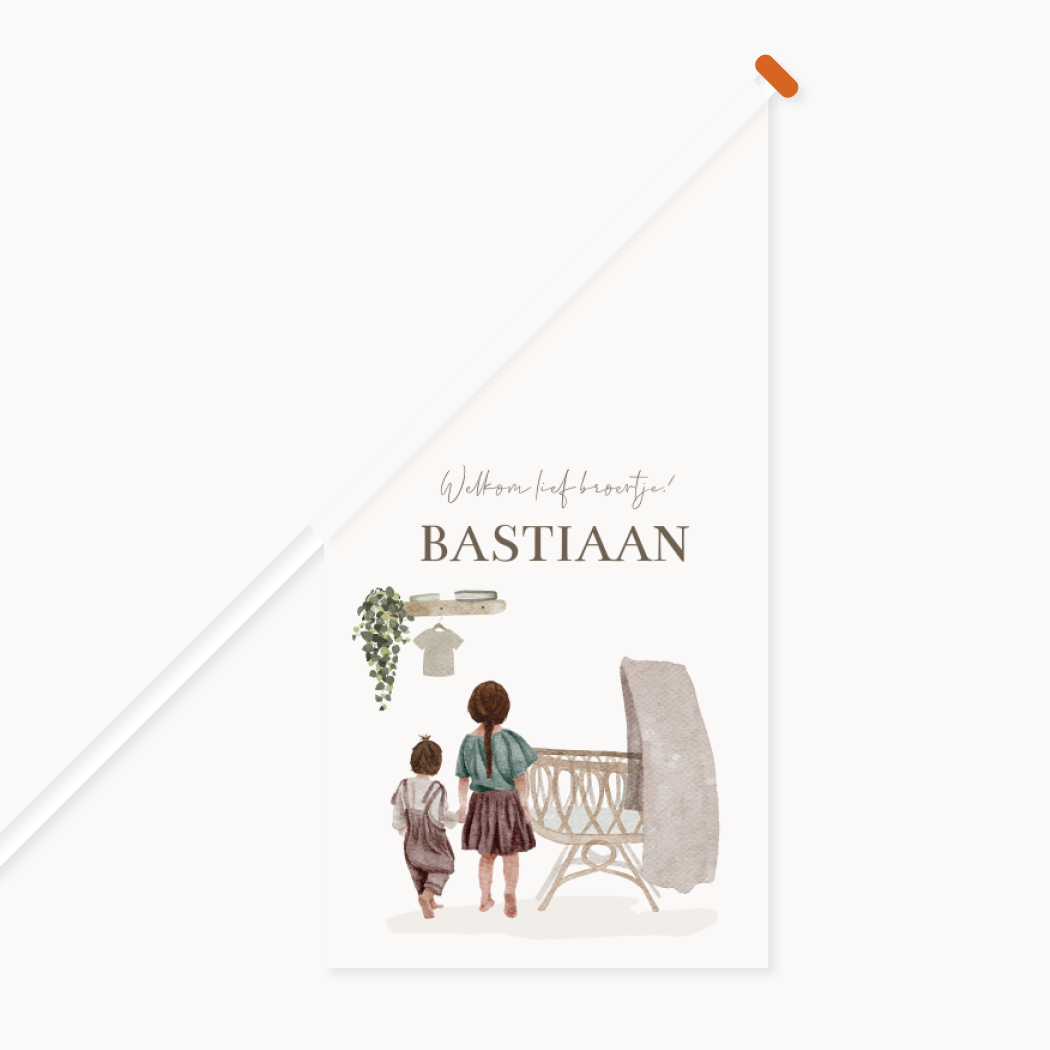 Vlag Babykamer Waterverf Wiegje Rotan