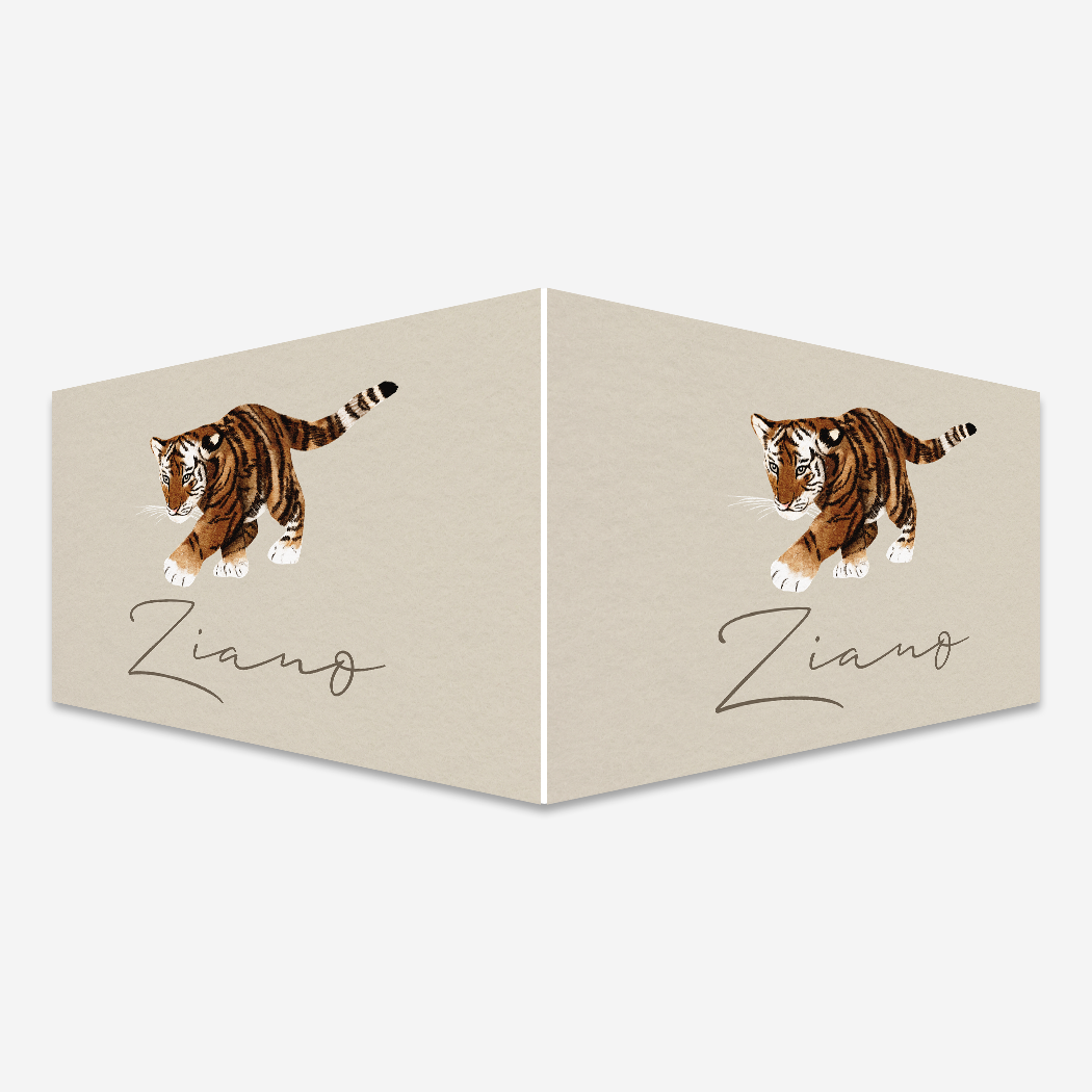 Geboortebord Beige Tijger Waterverf