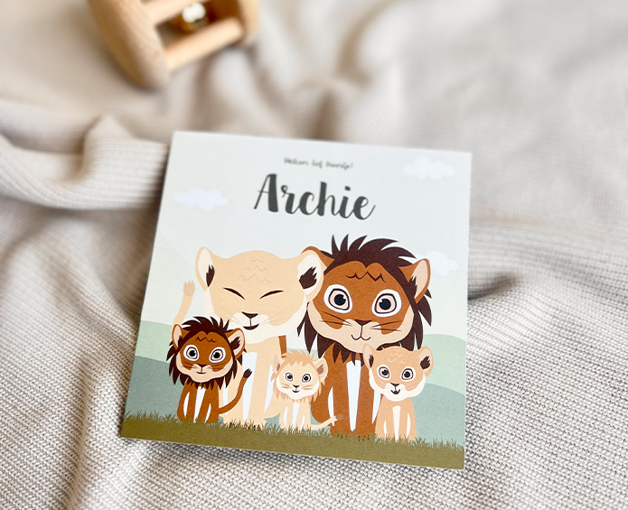 Geboortekaartje Jongen Leeuwen Familie Safari