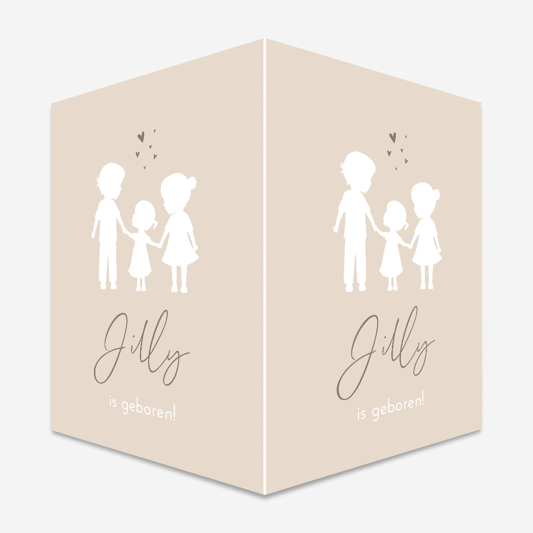Raambord Geboortebord Kindjes Silhouet Beige