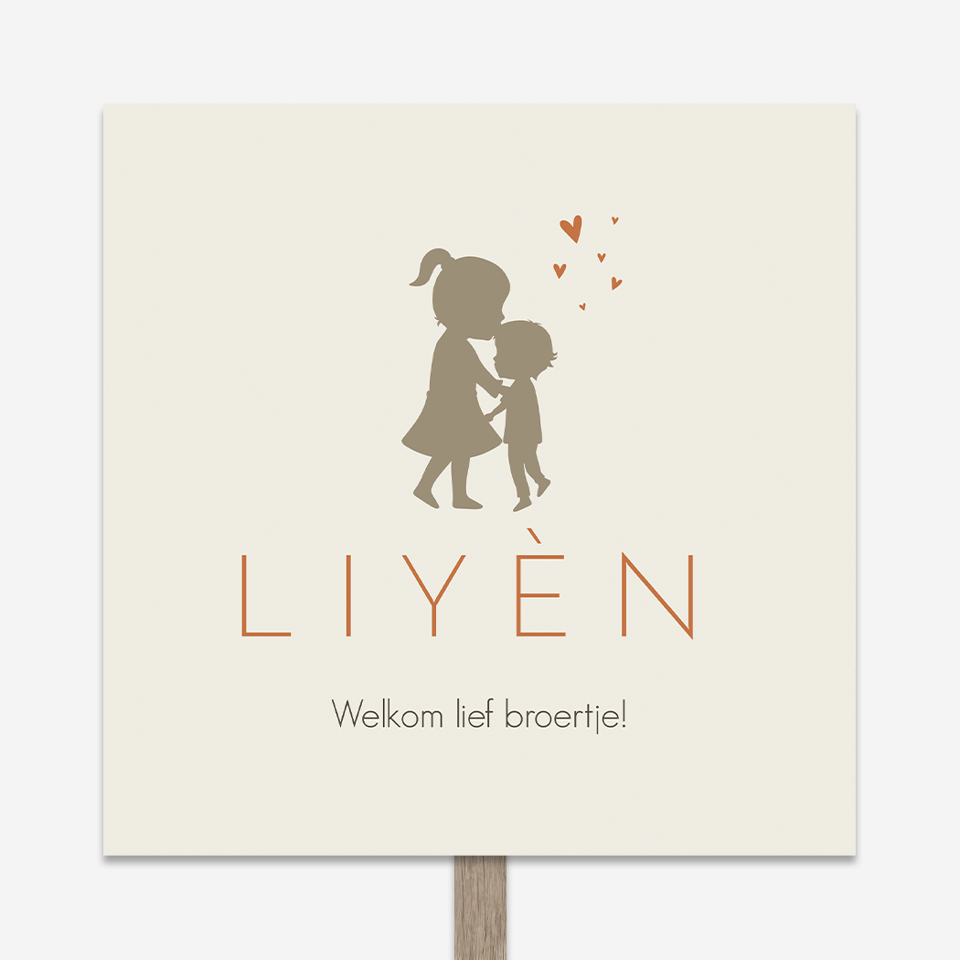 Tuinbord Beige Illustratie Kindjes Silhouetten