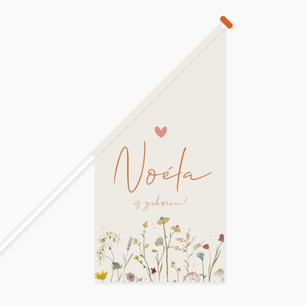 Vlag Geboorte Meisje Bloemetjes Beige