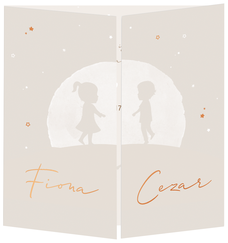 Geboortekaartje Tweeling Luikkaartje Maan