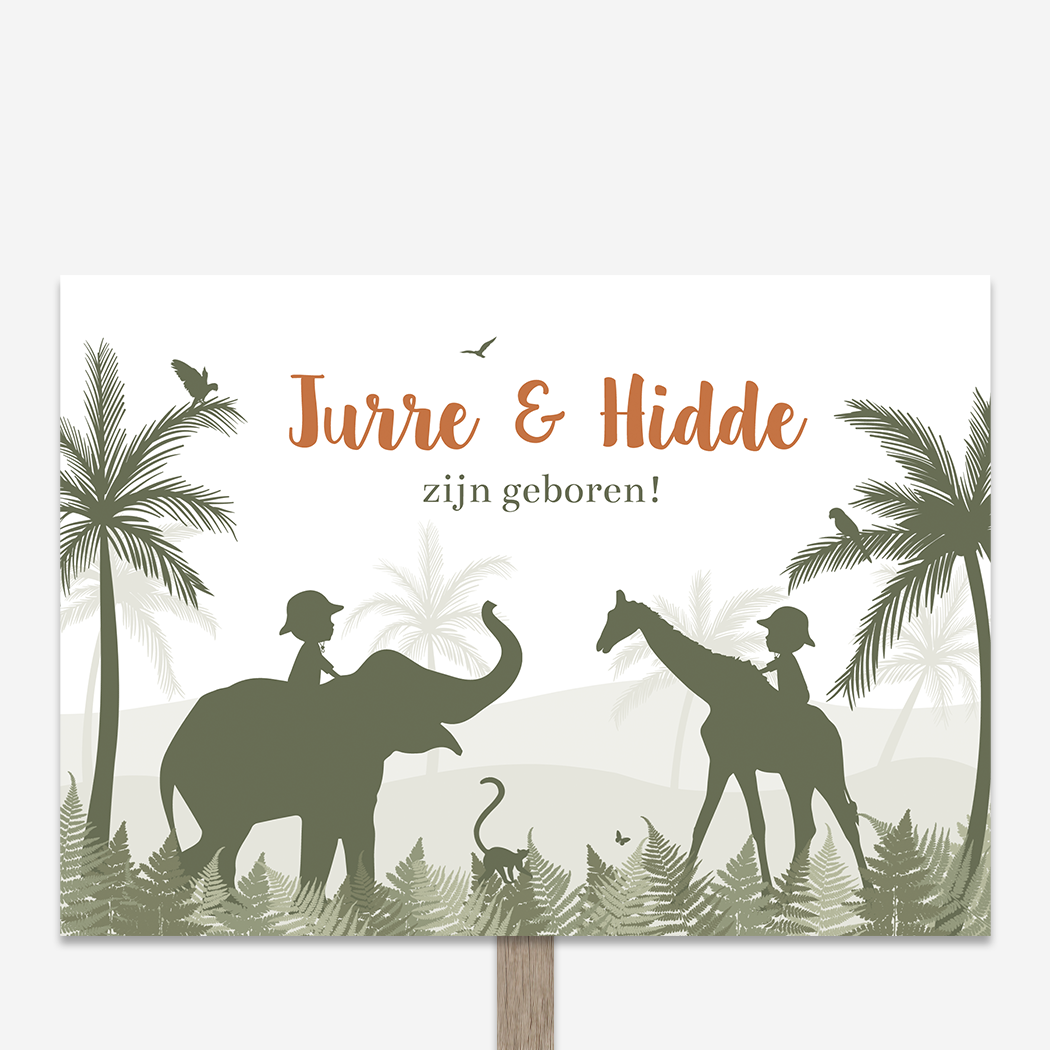Tuinbord Geboortebord Jungle Safari Dieren