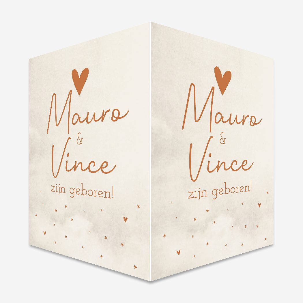 Raambord Geboortebord Tweeling Beige Koper