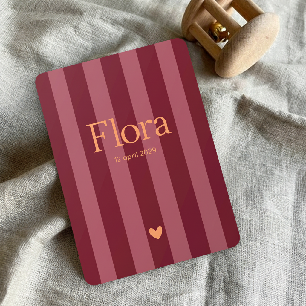 Geboortekaartje Meisje Strepen Gekleurd Hip