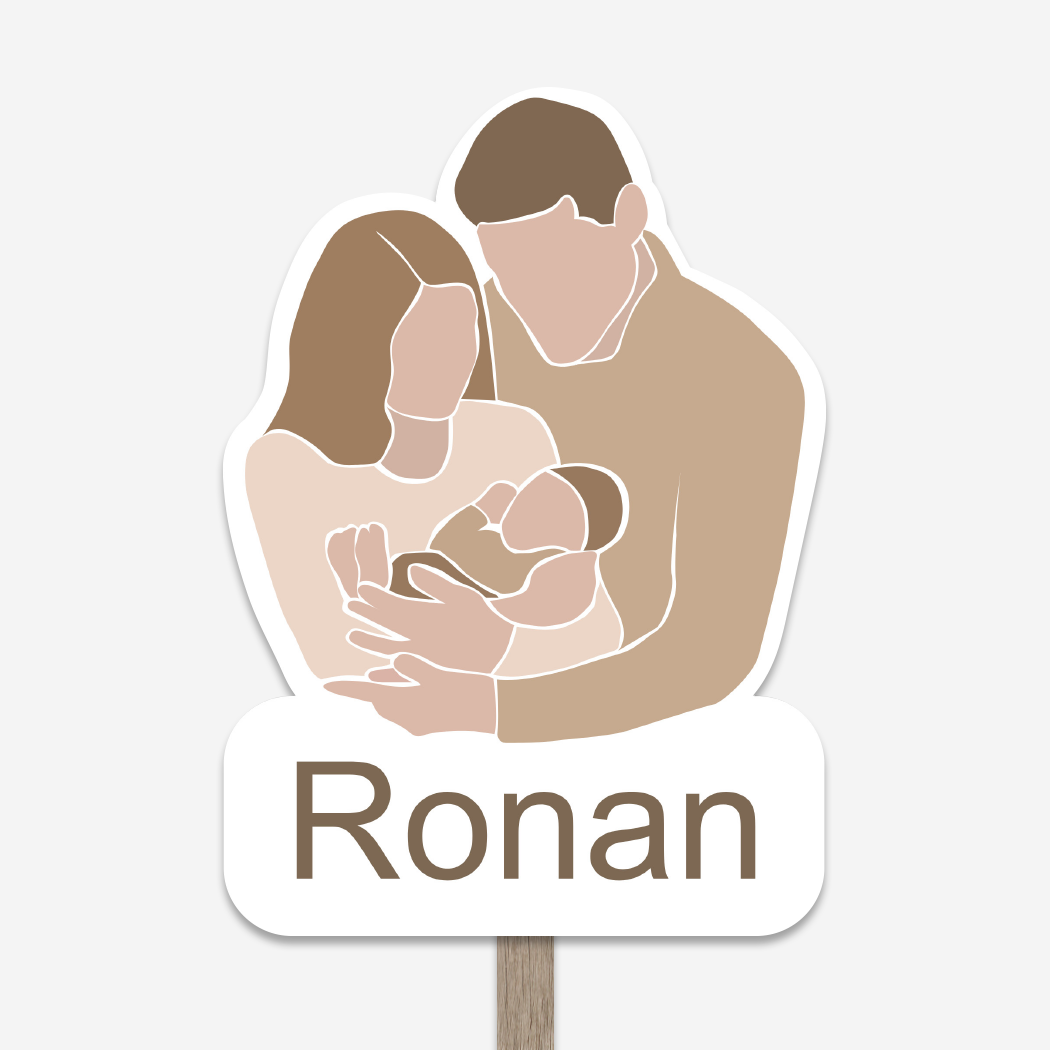 Geboortebord Illustratie Gezin Contour