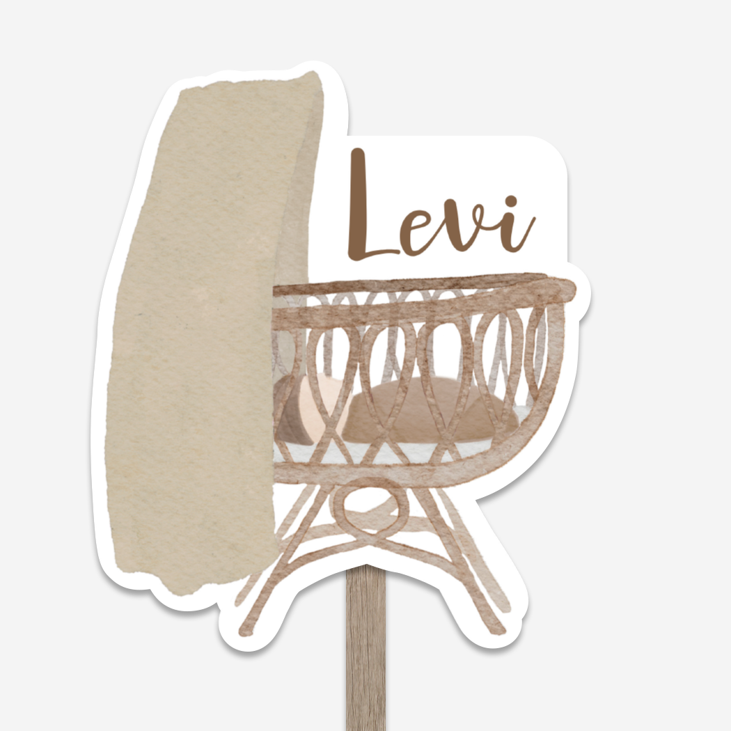 Geboortebord JongenTuinbord Wiegje Baby Contour