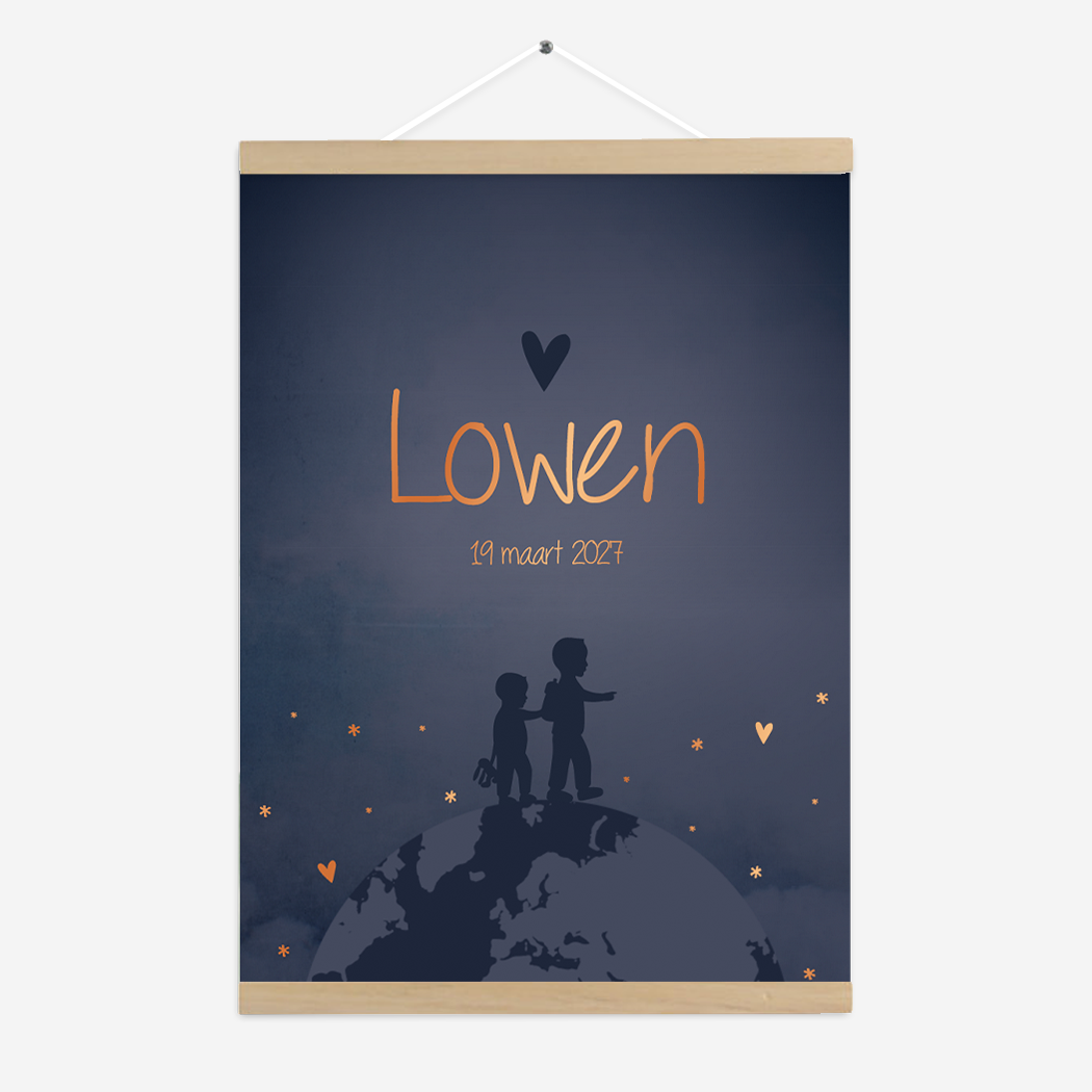 Poster Donkerblauw Wereldbol Koperfolie