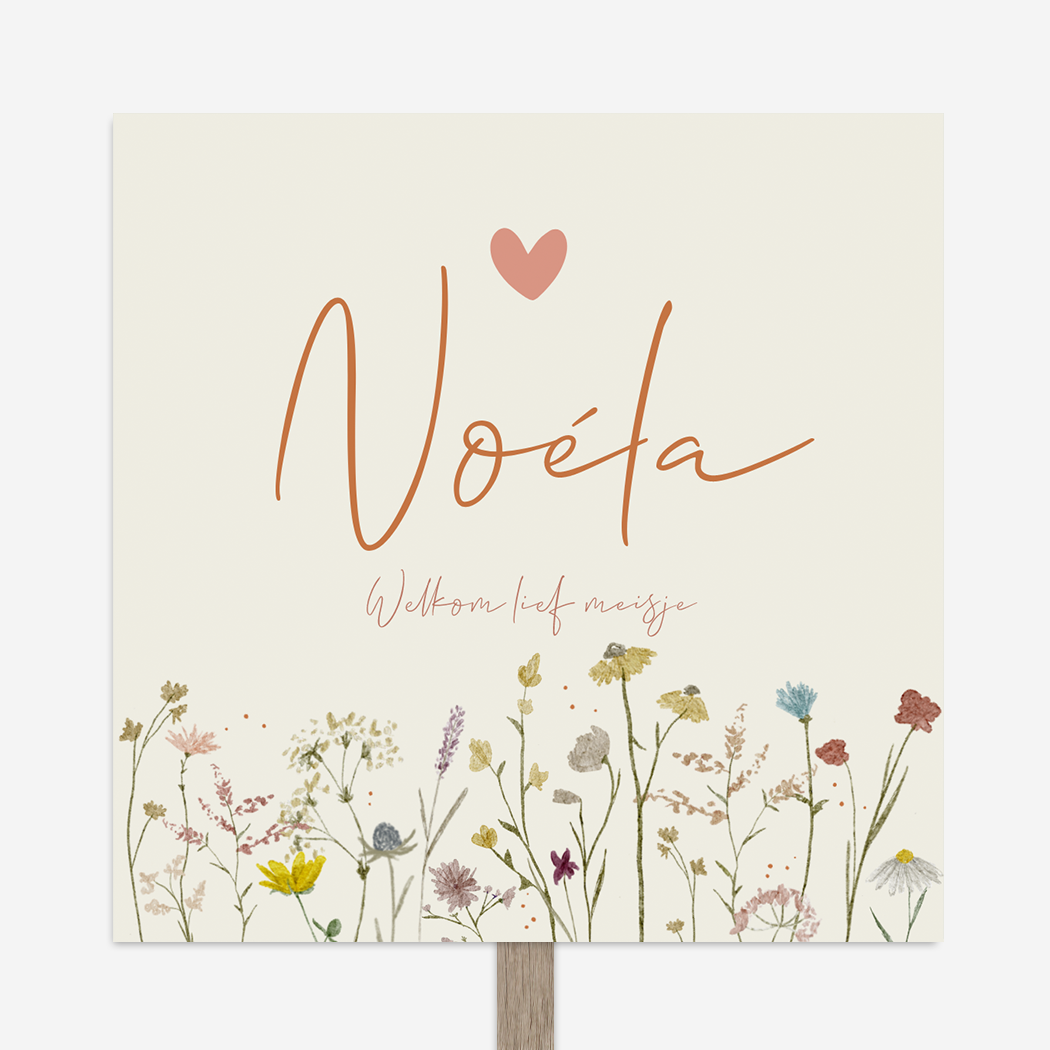 Tuinbord Geboortebord Droogbloemetjes Beige Bloemen