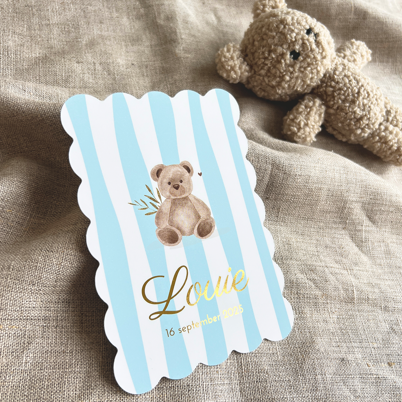 Geboortekaartje  Streepjes Beer Cookie Boogjes 